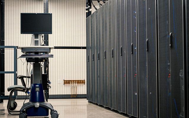 Installation under way in a data-centre aisle