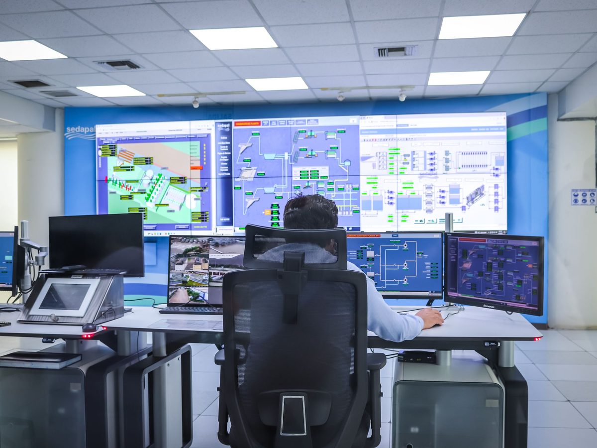 An operator at a monitoring console